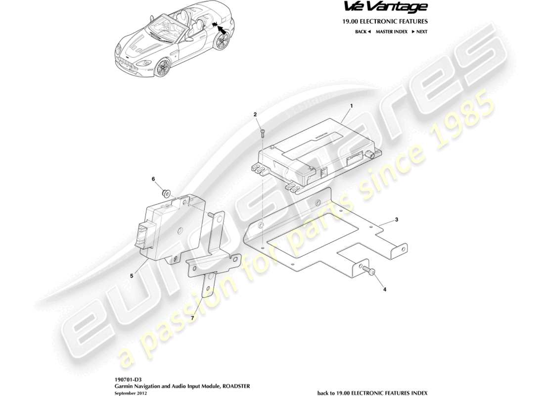 aston martin v12 vantage (2010) garmin navigation, roadster, 12my part diagram