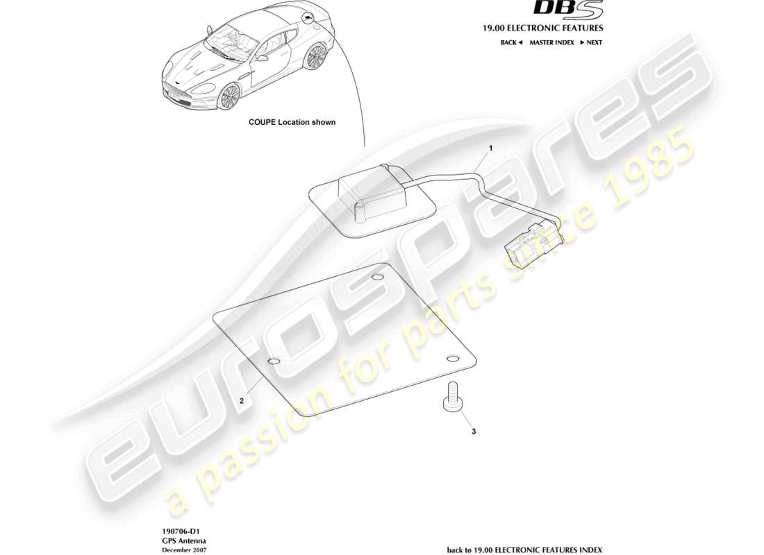 aston martin dbs (2007) gps antenna parts diagram