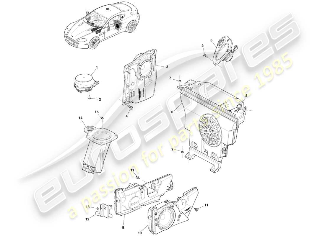 a part diagram from the aston martin v8 vantage (2007) parts catalogue