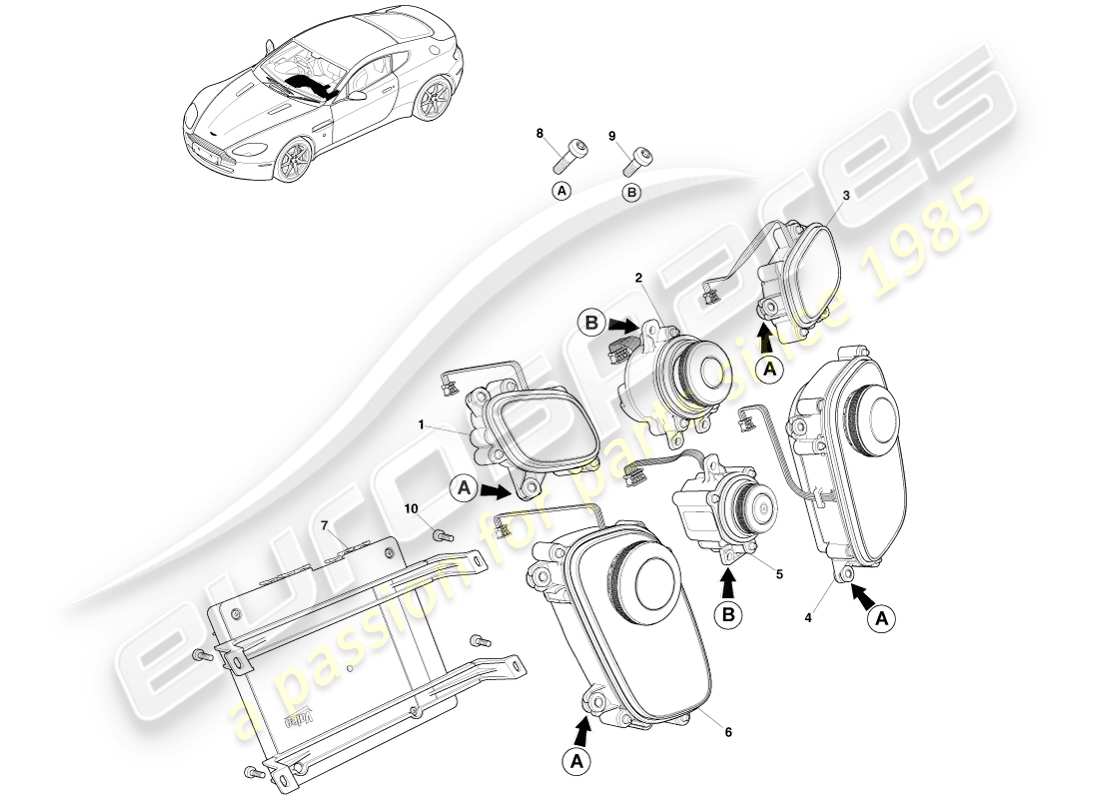 a part diagram from the aston martin v8 vantage (2005) parts catalogue
