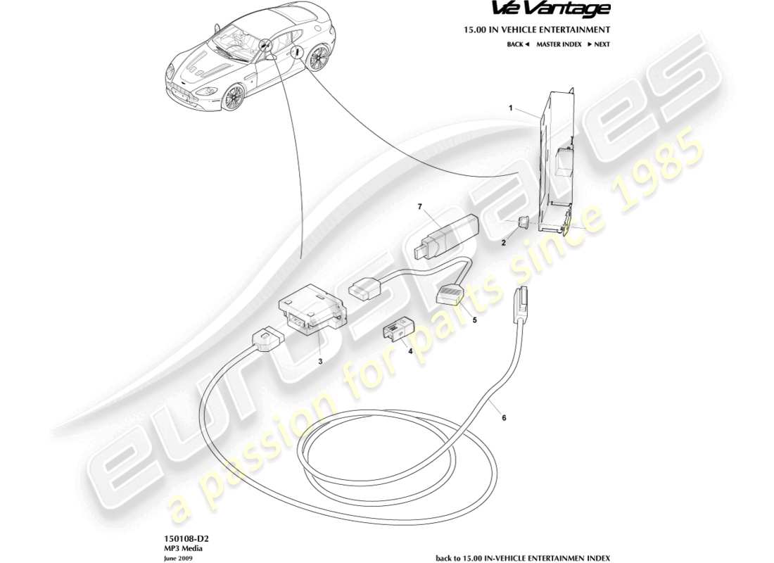 aston martin v12 vantage (2013) mp3 media part diagram