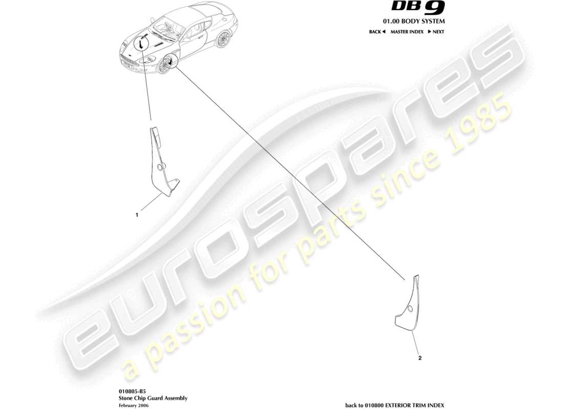 aston martin db9 (2011) stonechip guard parts diagram
