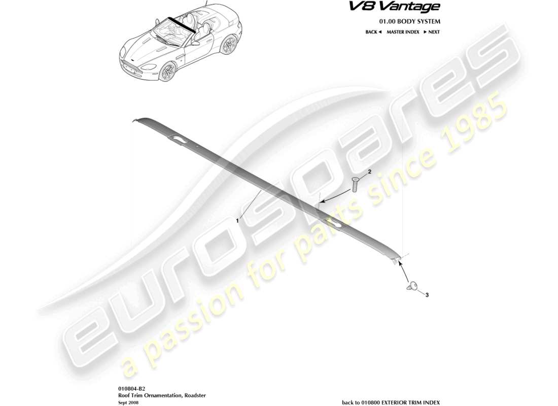 a part diagram from the aston martin v8 vantage (2018) parts catalogue