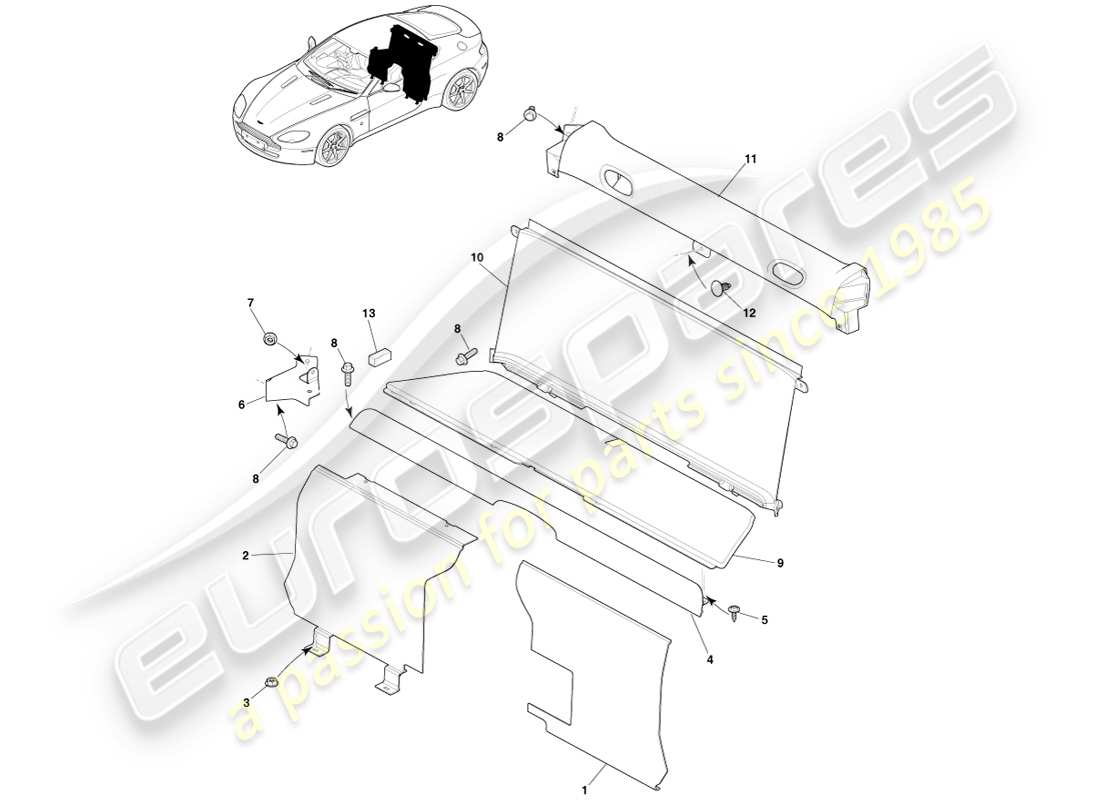 a part diagram from the aston martin v8 vantage (2007) parts catalogue