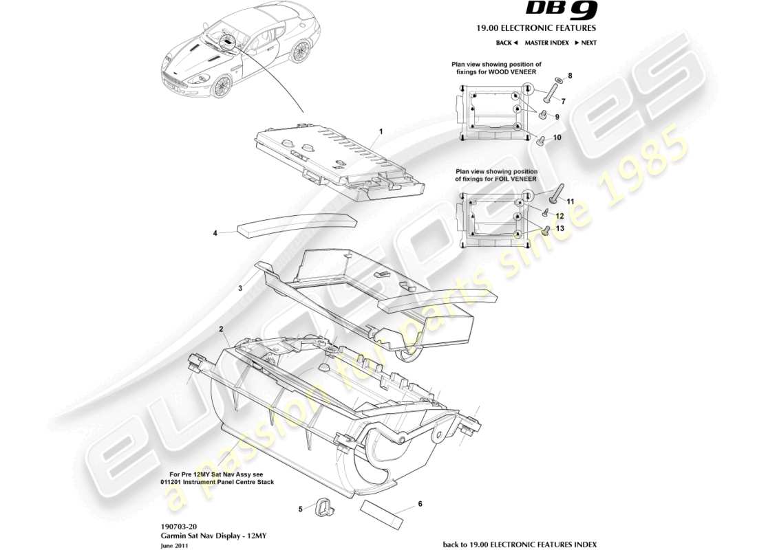 a part diagram from the Aston Martin DB9 (2007) parts catalogue
