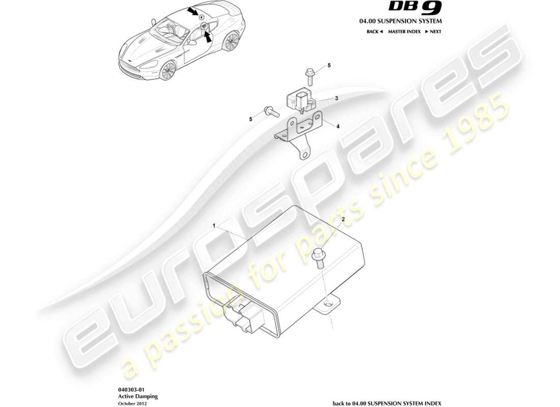 VIEW PARTS DIAGRAMS FROM THE ASTON MARTIN DB9 PARTS CATALOGUE a part diagram from the aston martin db9 parts catalogue
