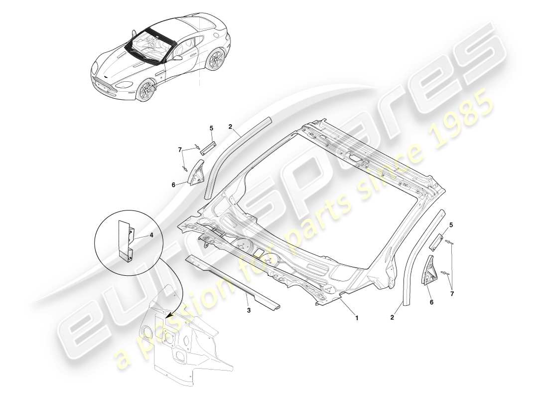 a part diagram from the aston martin v8 vantage (2005) parts catalogue