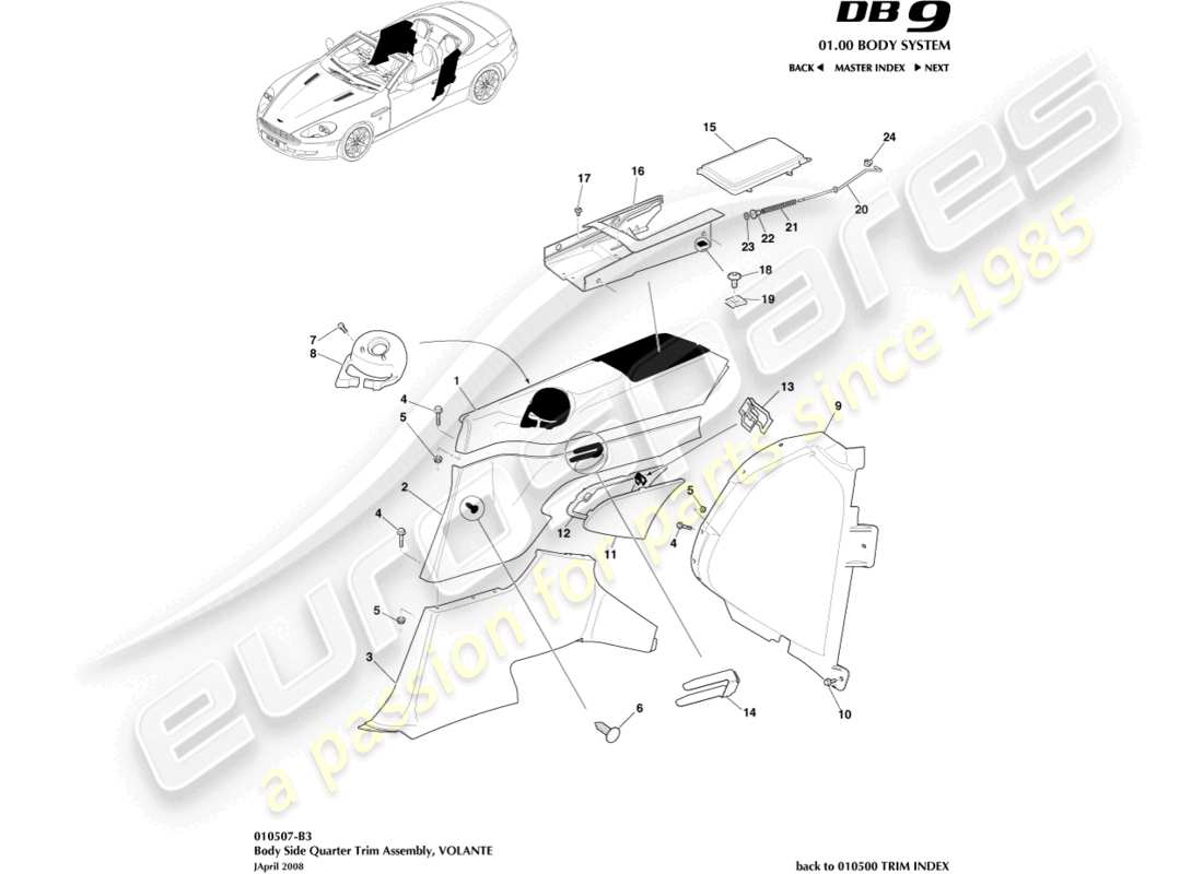 a part diagram from the aston martin db9 (2009) parts catalogue