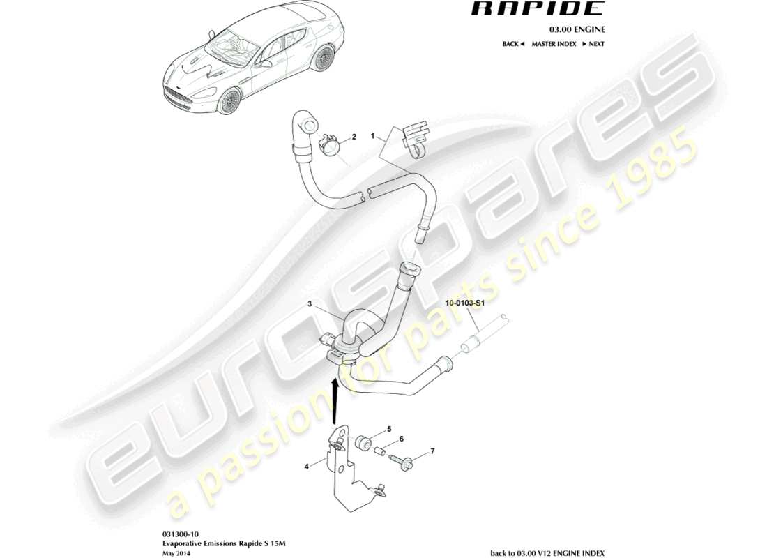a part diagram from the aston martin rapide (2019) parts catalogue