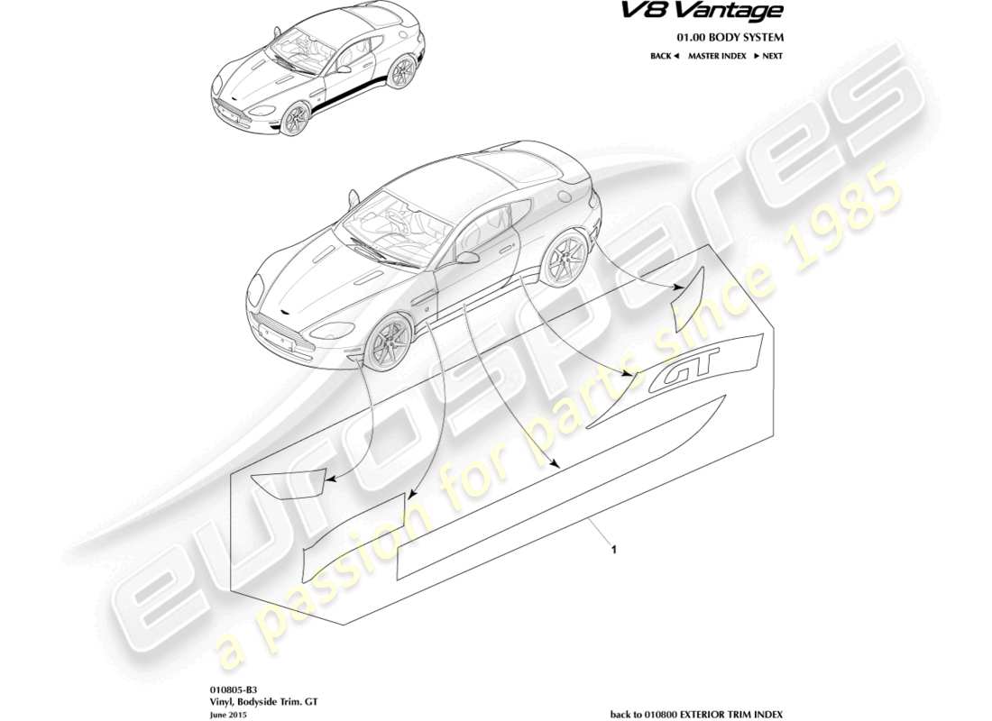 VIEW PARTS DIAGRAMS FROM THE ASTON MARTIN VANTAGE GT8 PARTS CATALOGUE a part diagram from the aston martin vantage gt8 parts catalogue