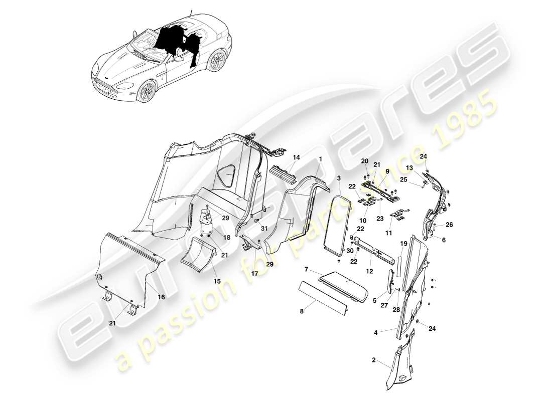 a part diagram from the aston martin v8 vantage (2005) parts catalogue