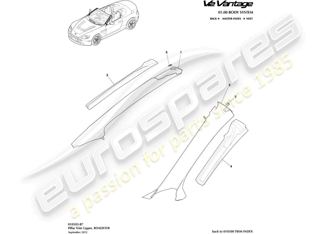 a part diagram from the aston martin v12 vantage parts catalogue