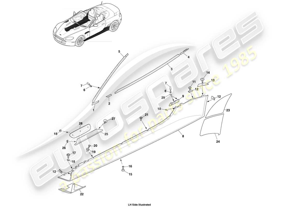 a part diagram from the aston martin v8 vantage (2005) parts catalogue