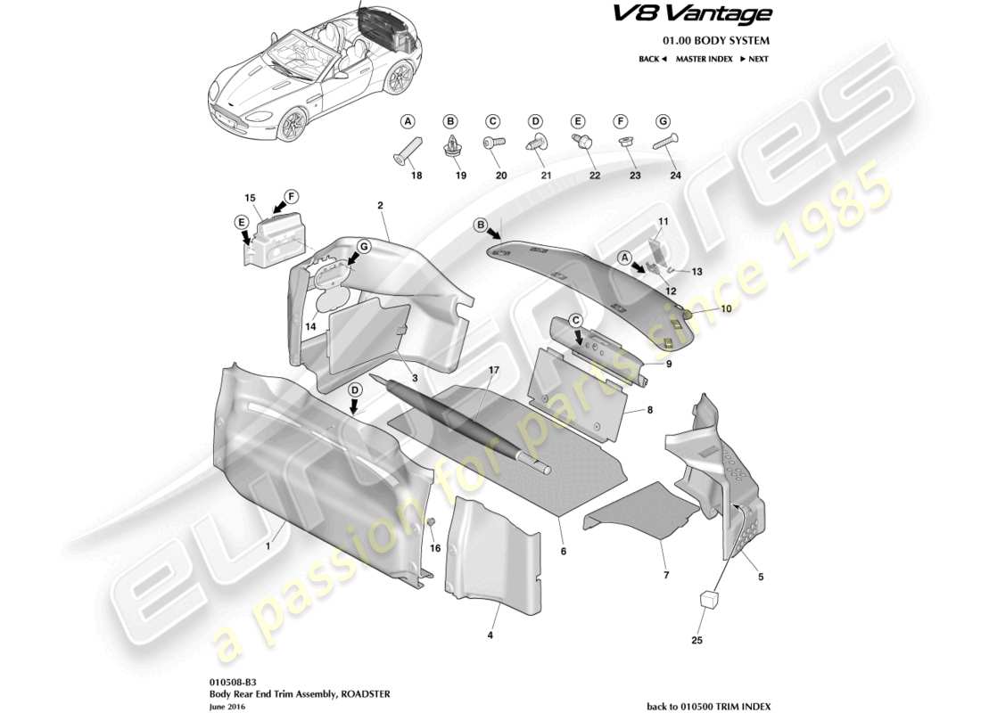 a part diagram from the aston martin v8 vantage (2006) parts catalogue