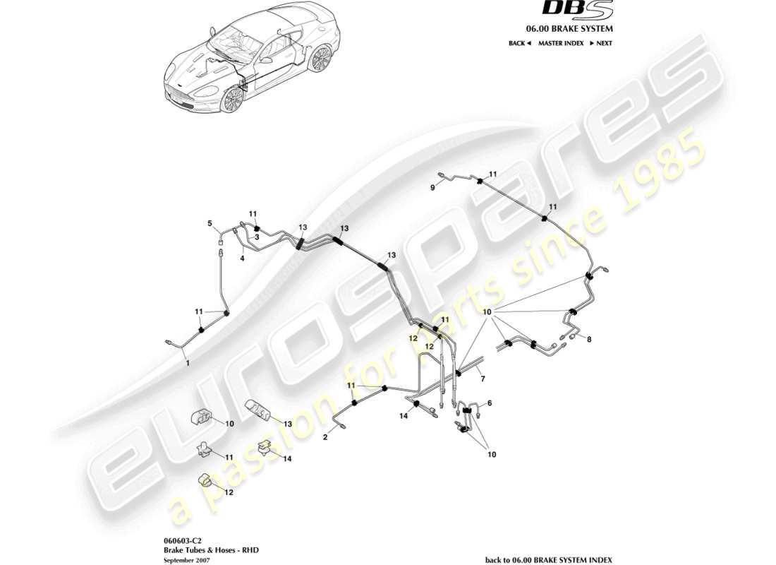 a part diagram from the aston martin dbs (2009) parts catalogue