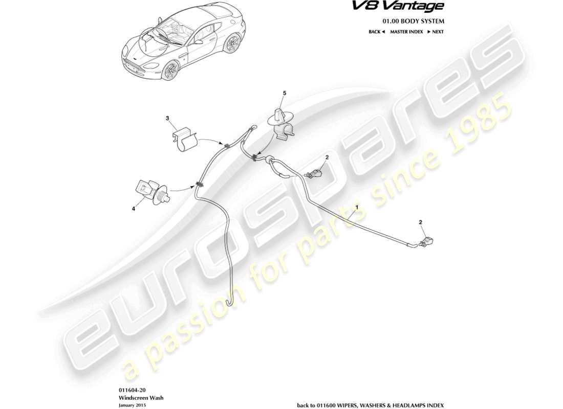 aston martin vantage gt8 (2017) windscreen wash part diagram