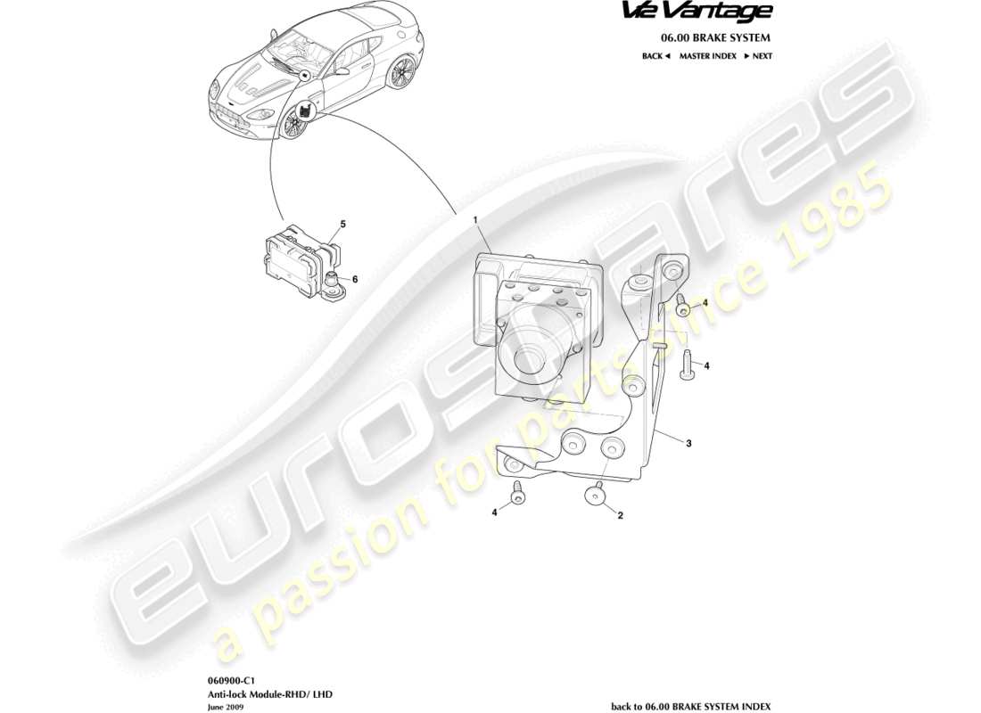 aston martin v12 vantage (2010) anti-lock module part diagram