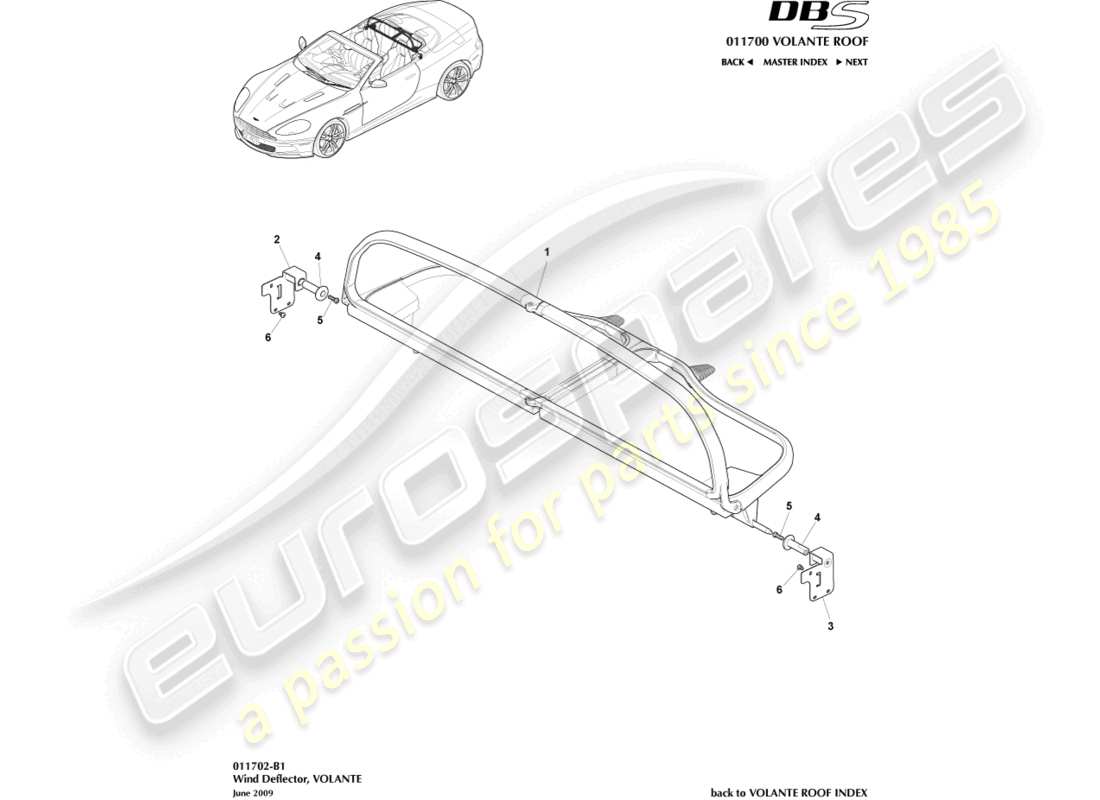 aston martin dbs (2014) wind deflector part diagram