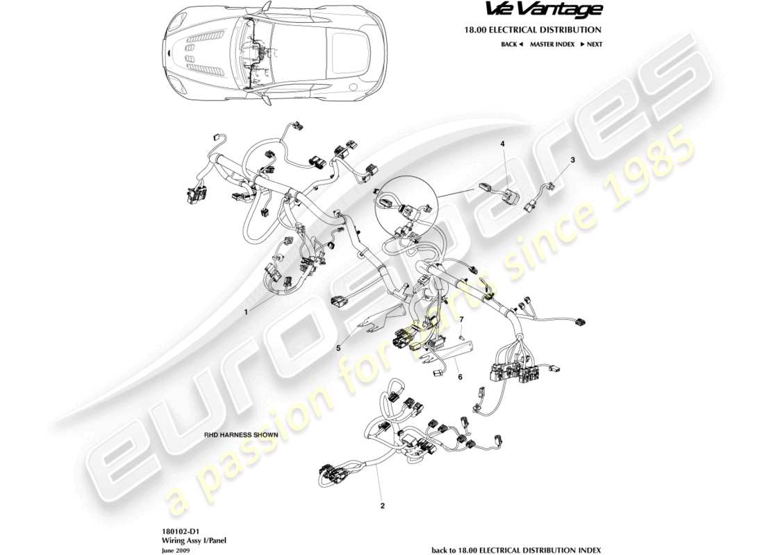 aston martin v12 vantage (2011) ip harness part diagram