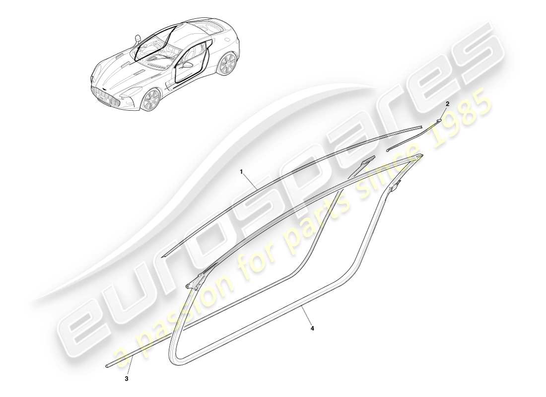 aston martin one-77 (2011) door aperature seals parts diagram