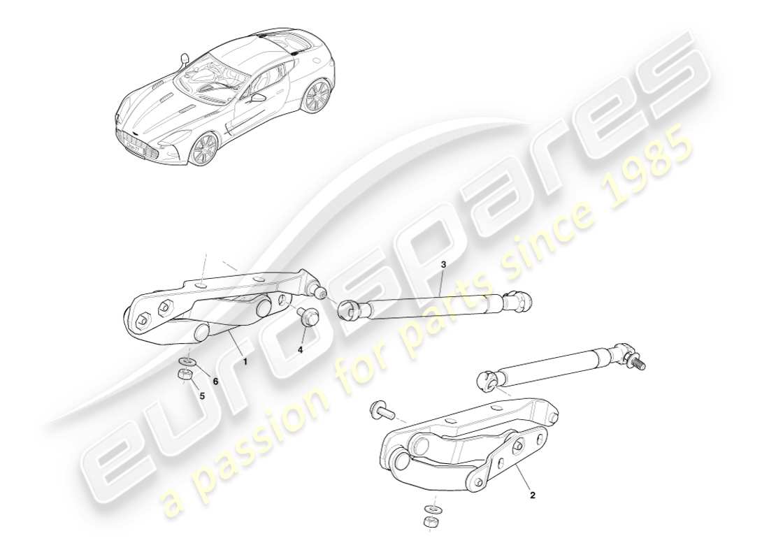 aston martin one-77 (2011) rear windscreen hinge parts diagram