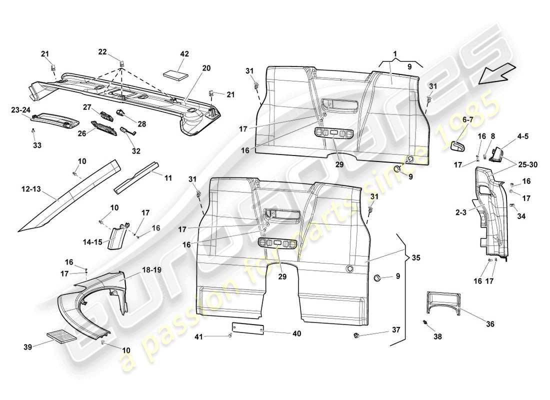 a part diagram from the lamborghini gallardo spyder (2006) parts catalogue