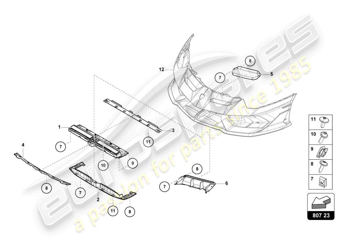 lamborghini 2022 (lp770-4 svj coupe) aerodynamic attachment parts front part diagram