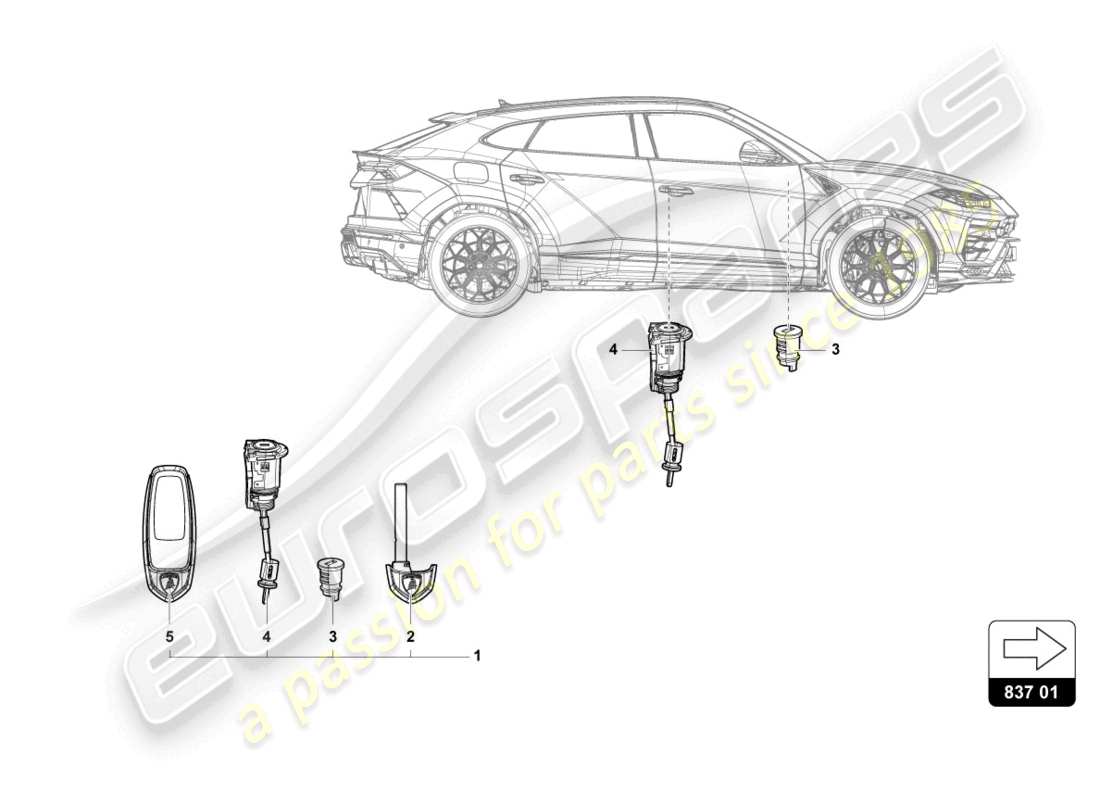 a part diagram from the lamborghini urus parts catalogue