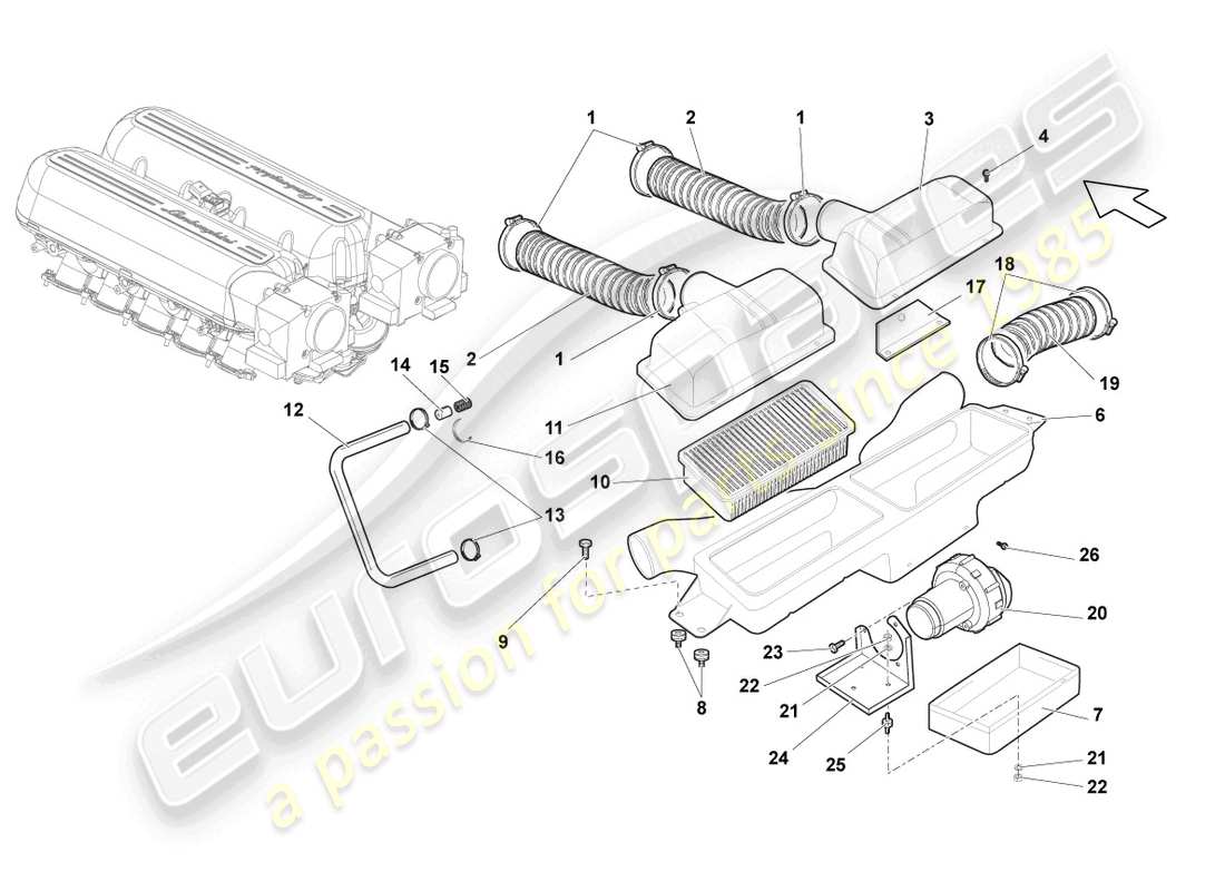 a part diagram from the Lamborghini Gallardo Coupe (2007) parts catalogue