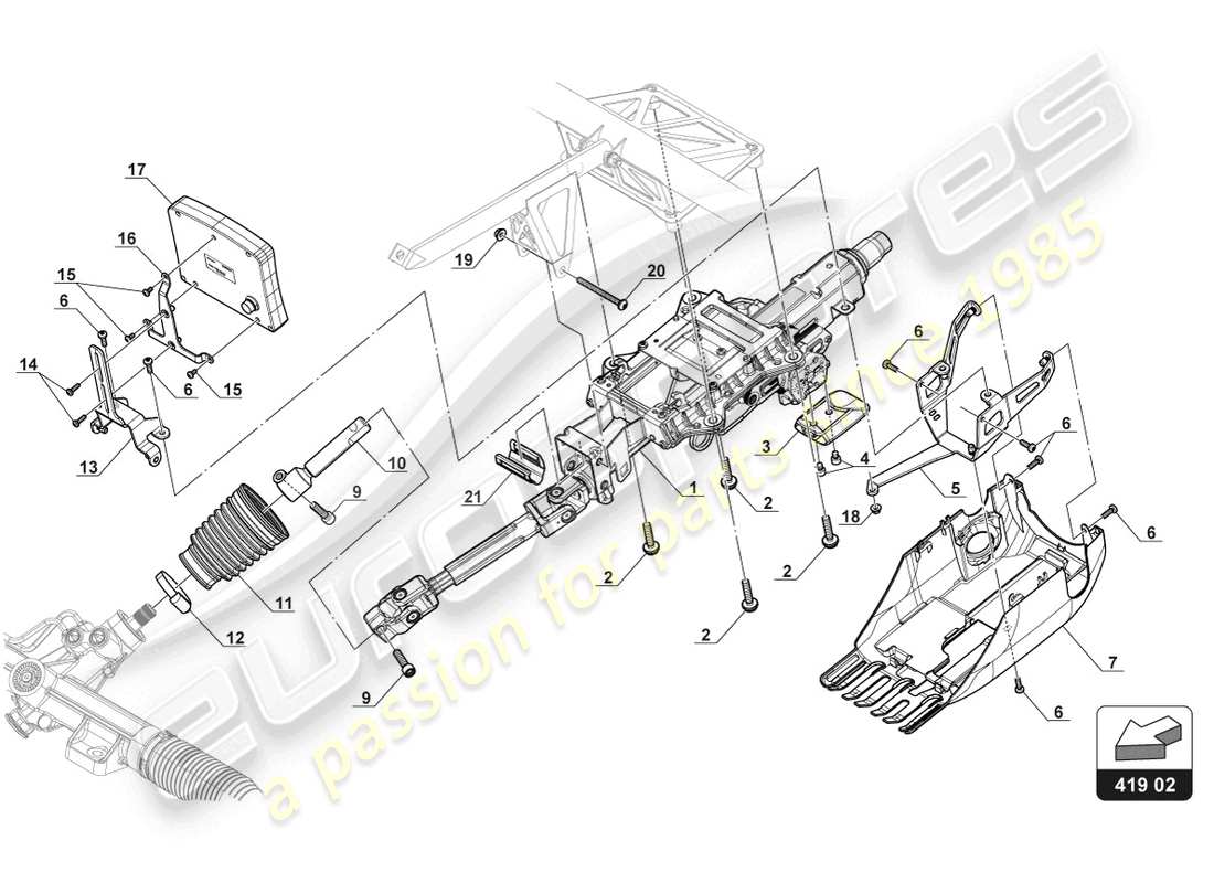 lamborghini 2017 (gt3) steering column part diagram
