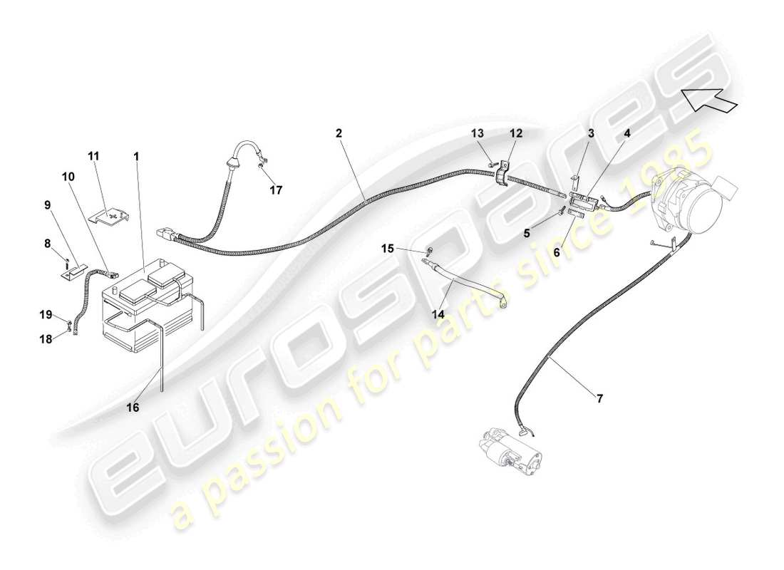 lamborghini gallardo coupe (2007) battery parts diagram