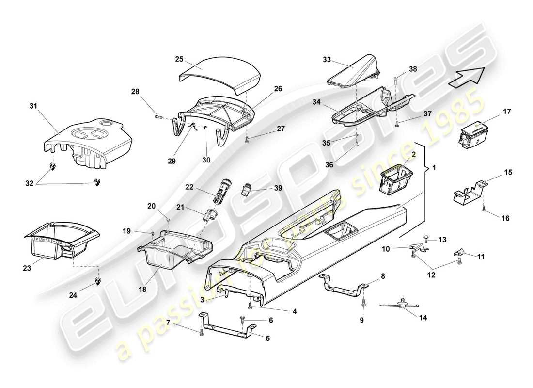a part diagram from the lamborghini lp570-4 spyder performante (2014) parts catalogue