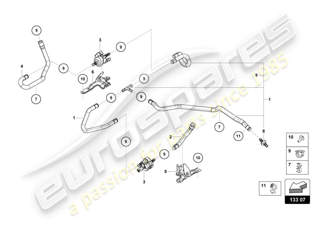 a part diagram from the lamborghini evo coupe 2wd (2023) parts catalogue