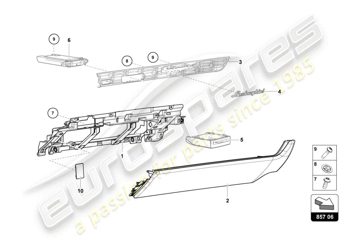 a part diagram from the lamborghini huracan tecnica parts catalogue