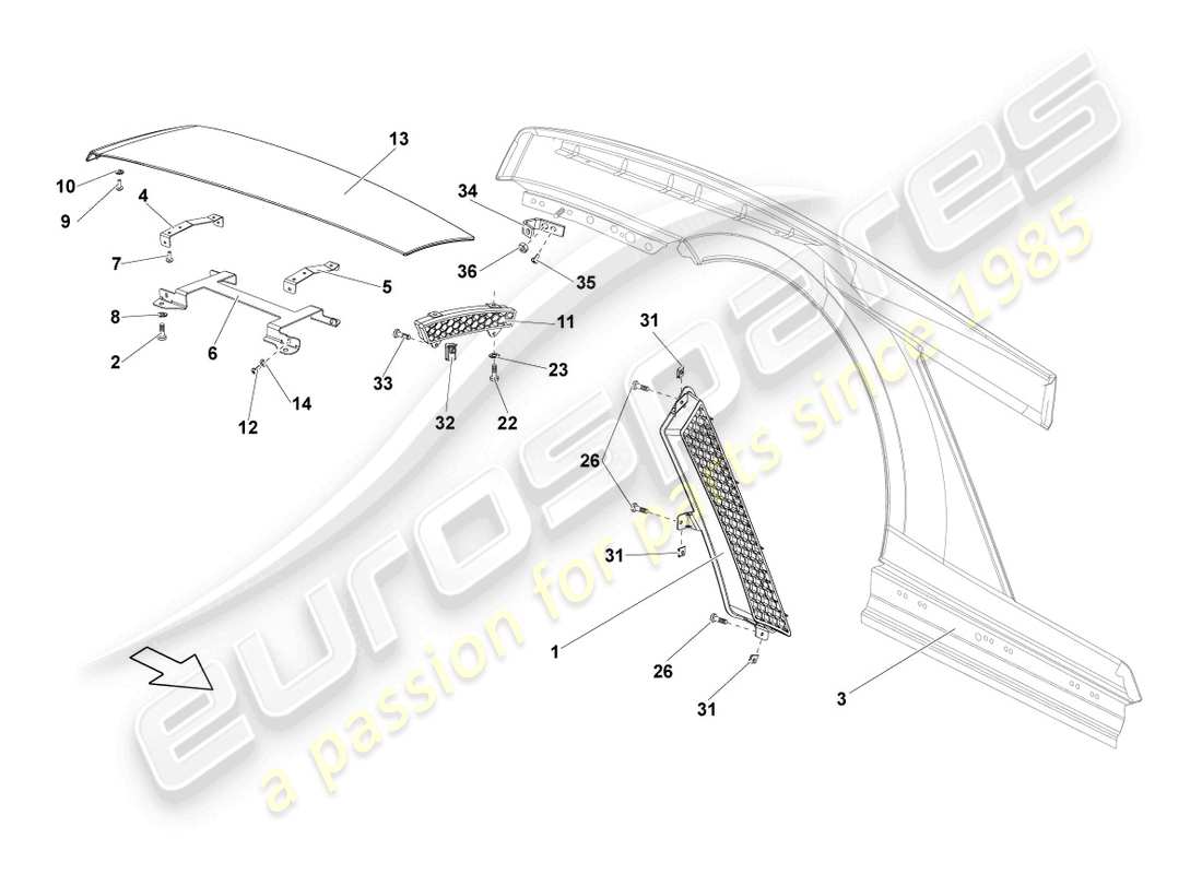 a part diagram from the lamborghini lp560-4 coupe fl ii (2013) parts catalogue
