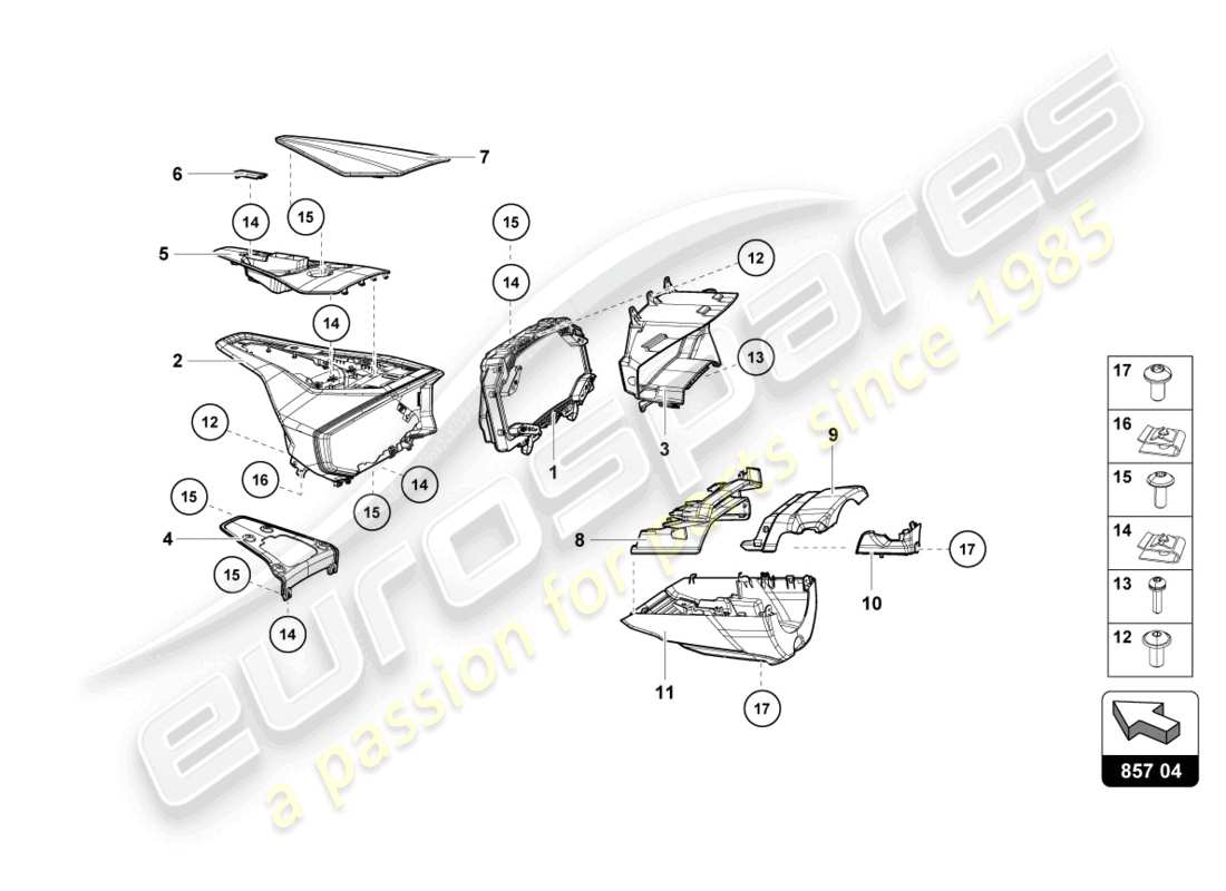 a part diagram from the Lamborghini Evo Coupe (2023) parts catalogue