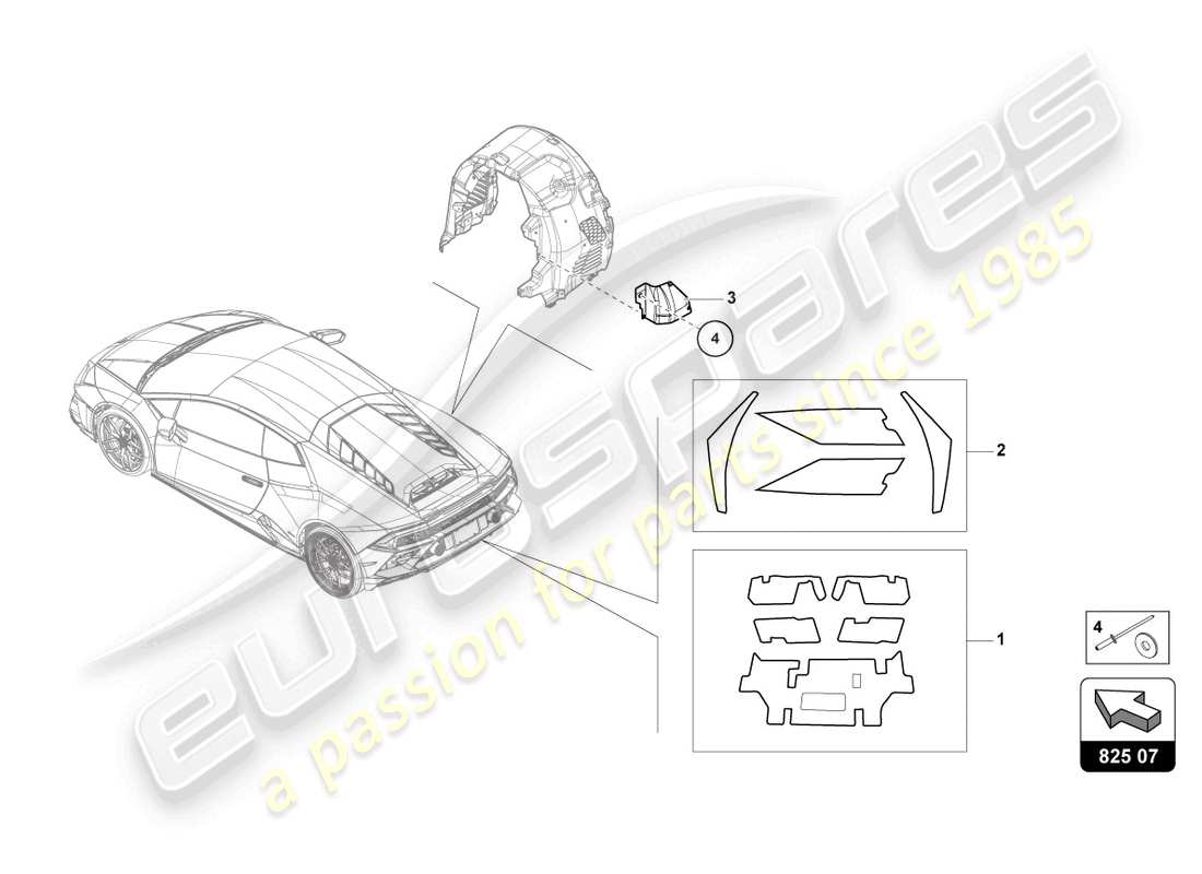 a part diagram from the lamborghini evo coupe 2wd (2022) parts catalogue