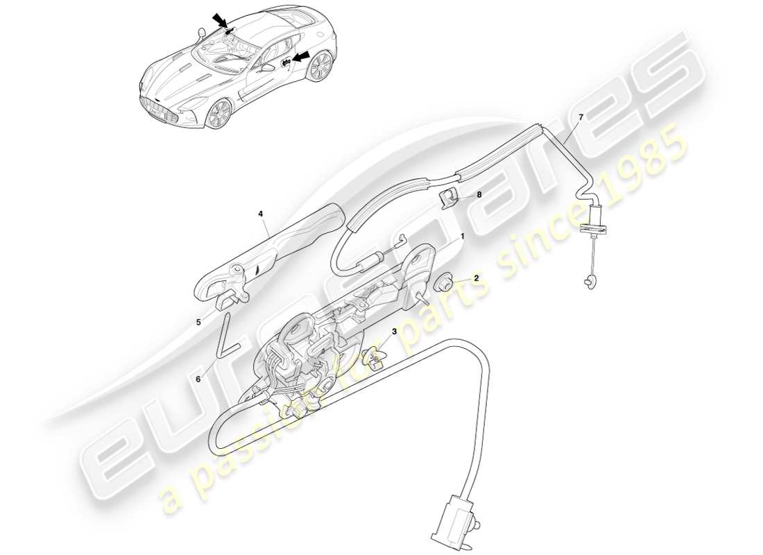 aston martin one-77 (2011) handle assembly parts diagram