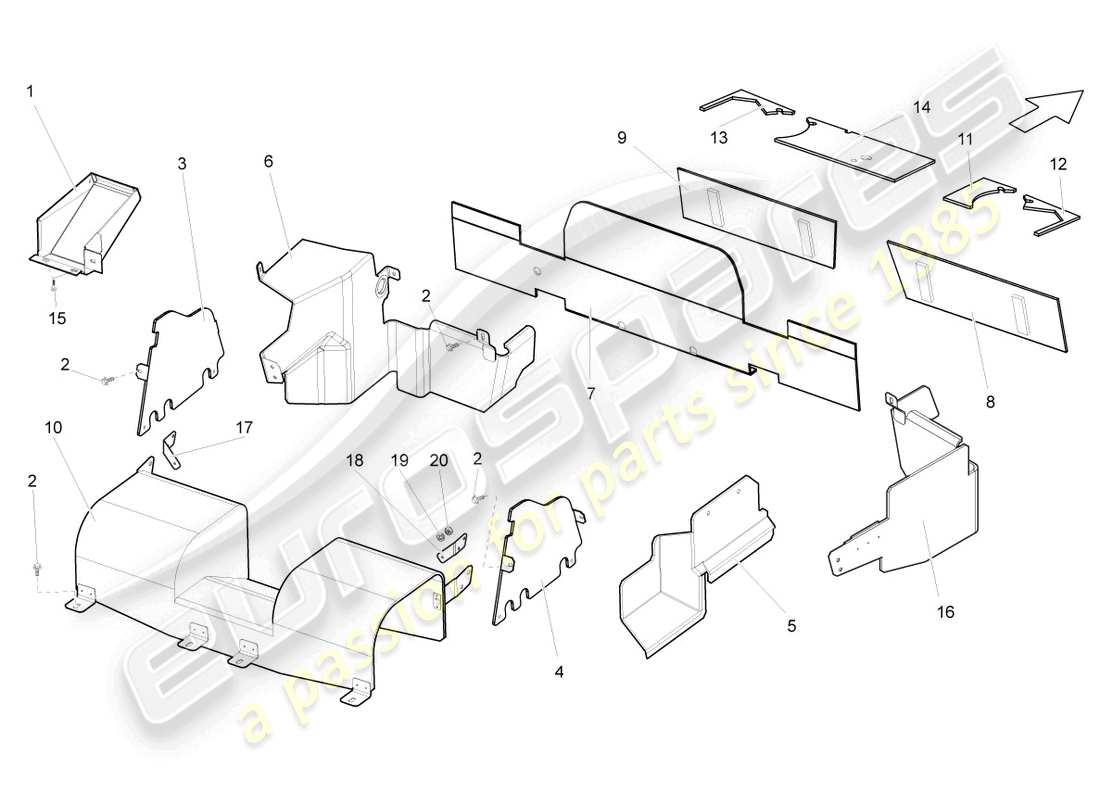 lamborghini gallardo spyder (2006) cross panel with scuttle parts diagram