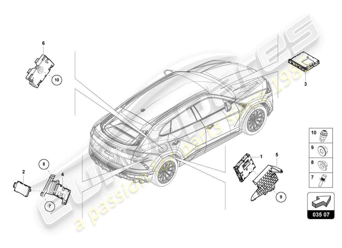 lamborghini urus performante (2024) tv tuner parts diagram