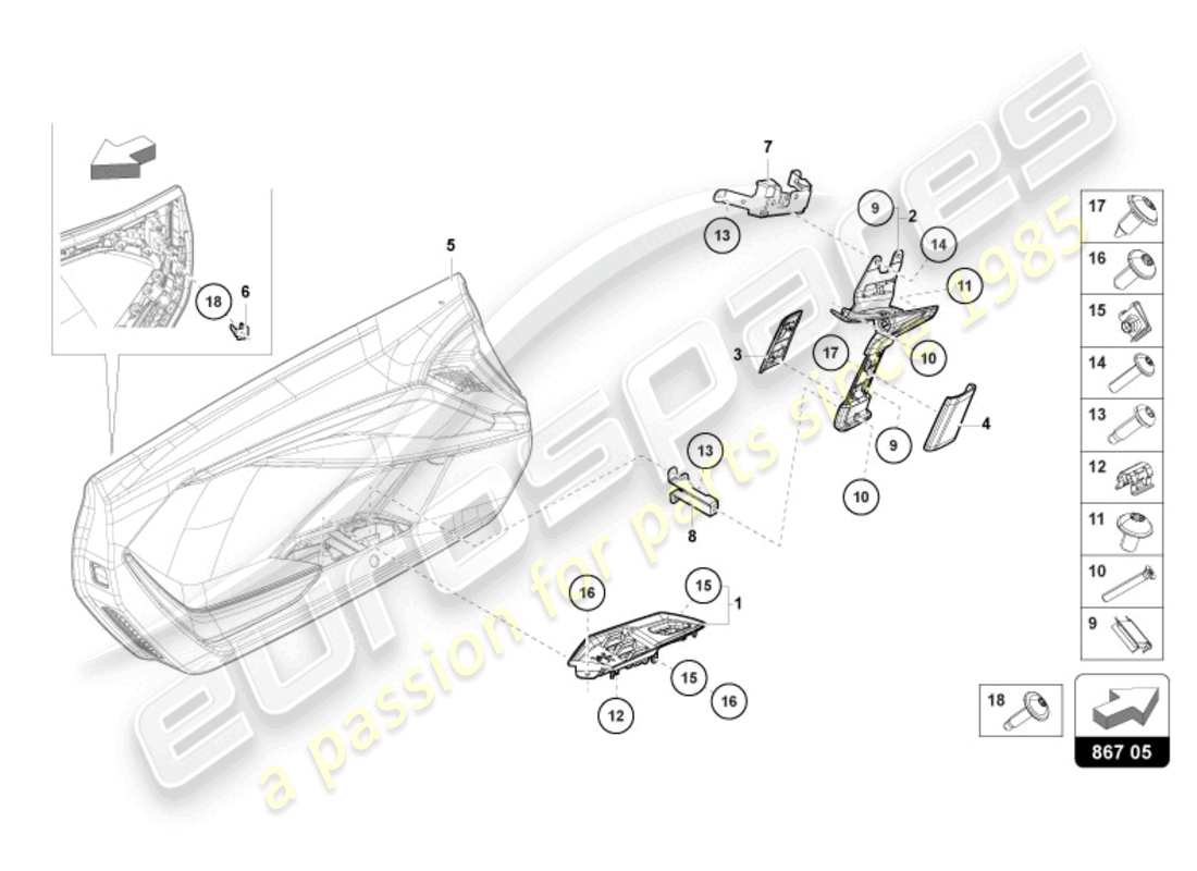 lamborghini revuelto coupe (2024) trim for door parts diagram
