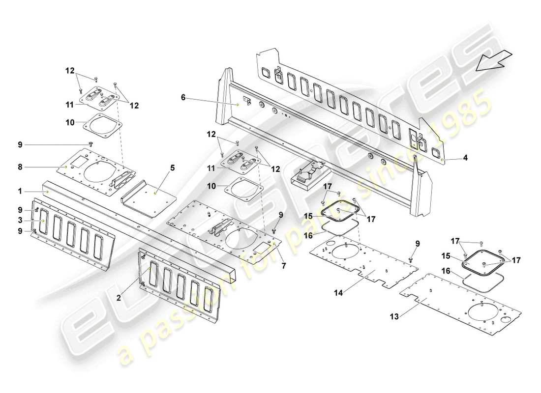 lamborghini lp570-4 sl (2011) rear panel parts diagram