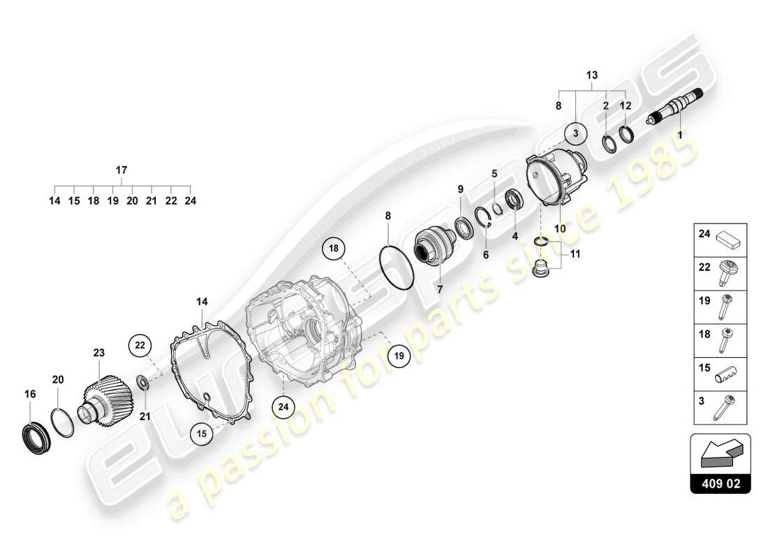 lamborghini urus s (2024) differential front parts diagram