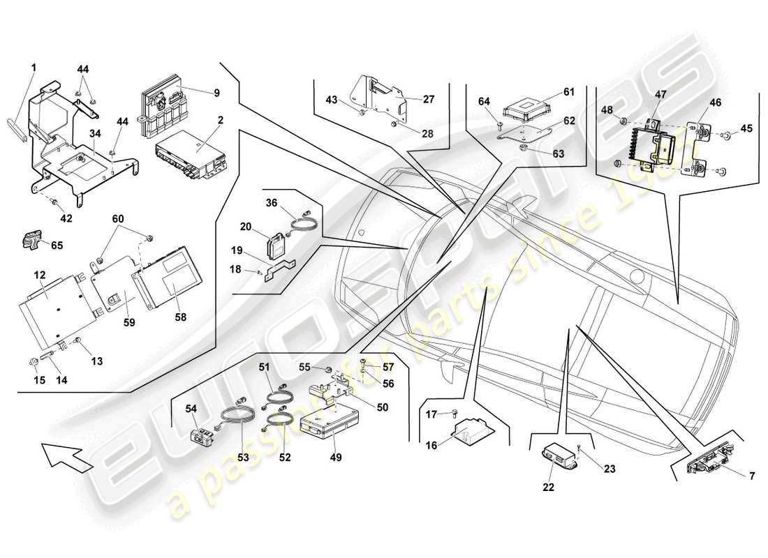 lamborghini lp560-4 spyder fl ii (2013) central control unit for convenience system parts diagram