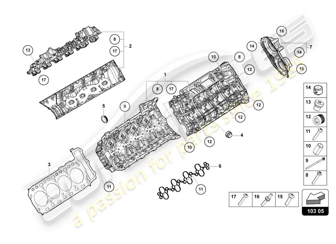 lamborghini urus performante (2024) cylinder head parts diagram