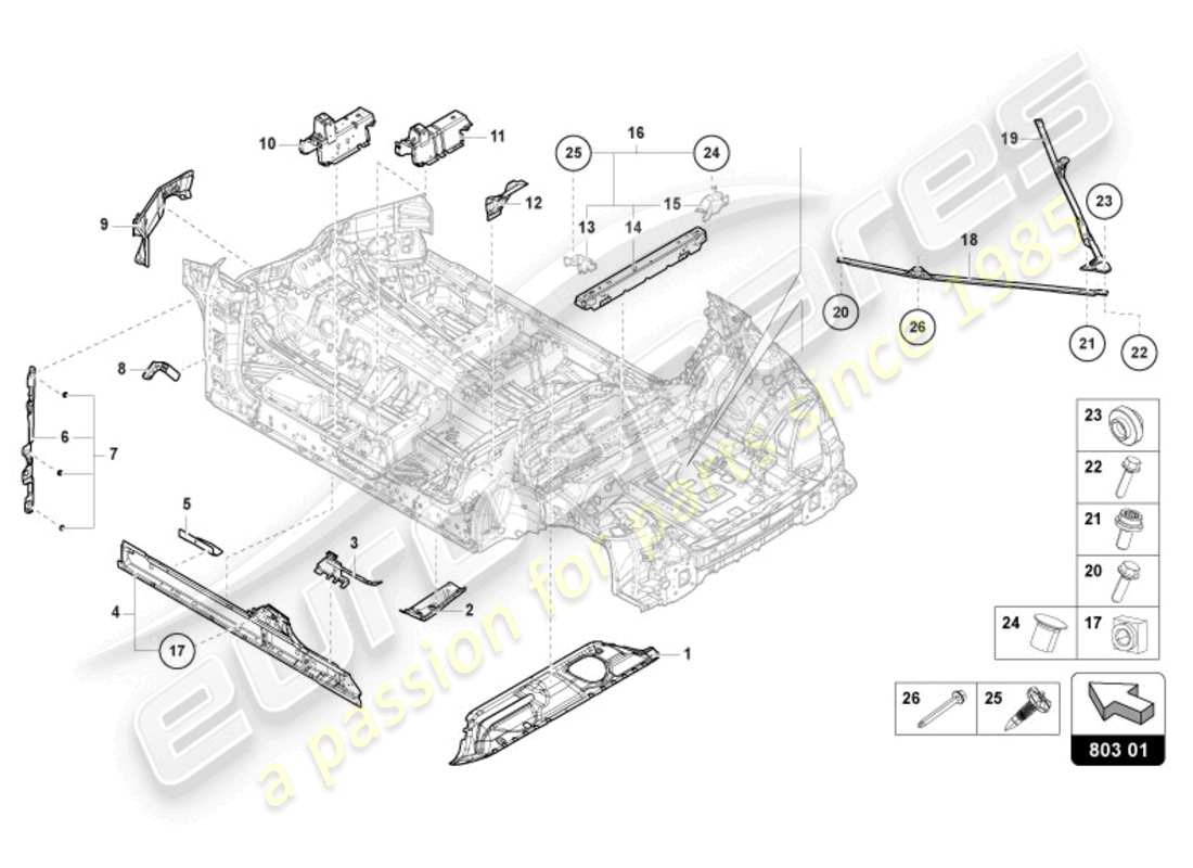 lamborghini urus s (2024) underbody parts diagram
