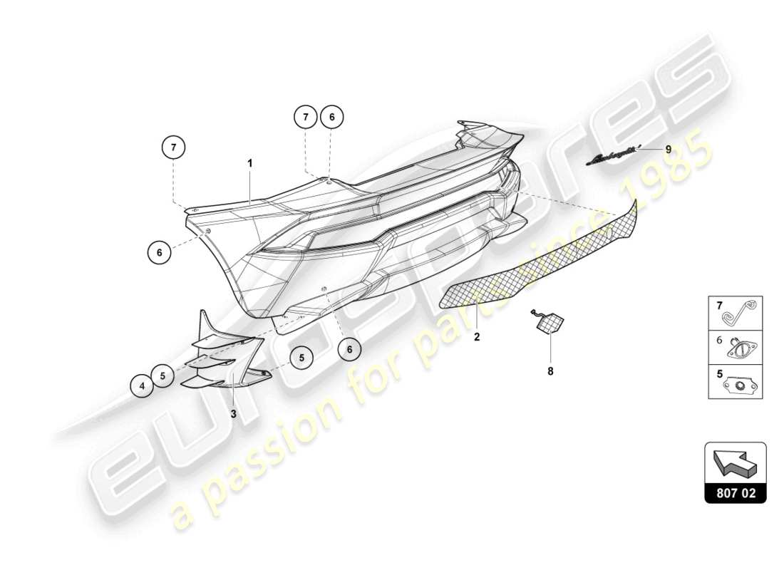 lamborghini super trofeo (2015) rear bumper part diagram