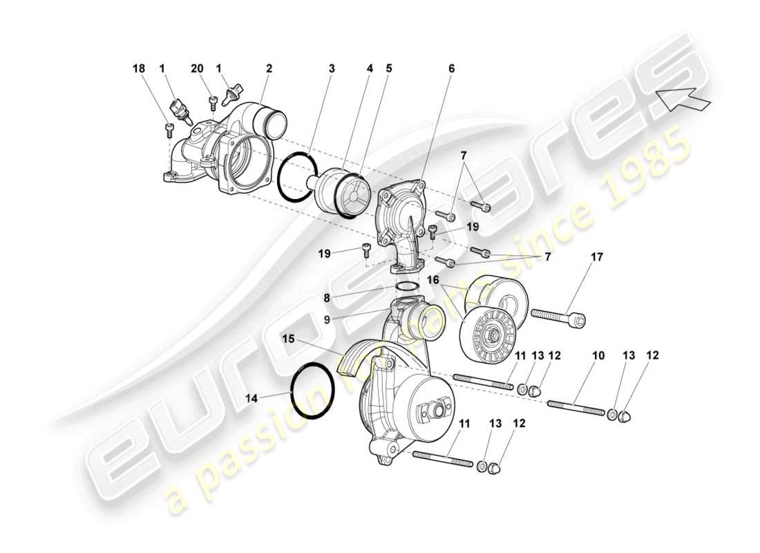 a part diagram from the lamborghini lp640 roadster (2007) parts catalogue