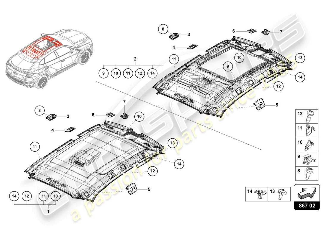 a part diagram from the lamborghini urus parts catalogue