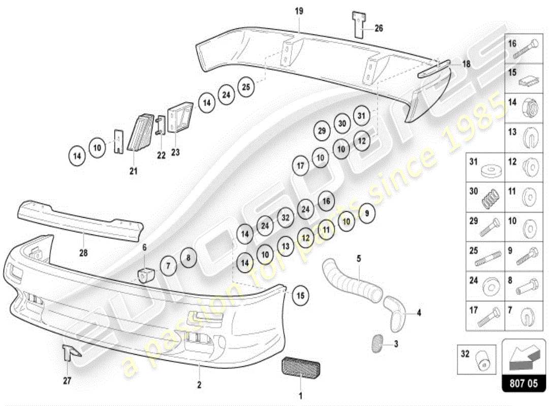 a part diagram from the lamborghini diablo parts catalogue